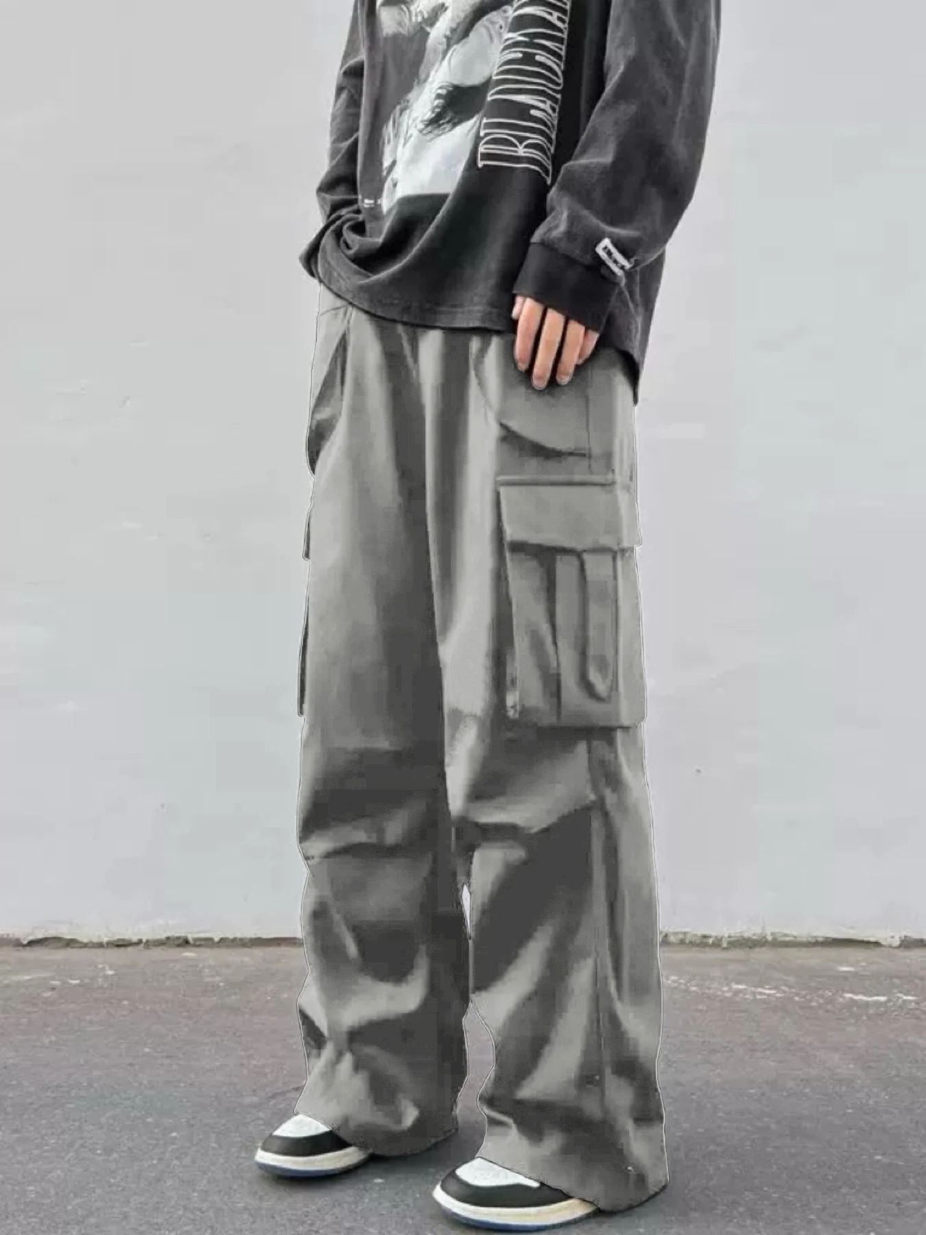 

American Mid-Waist Work Pants 2025 New Mid-Waist Wide Leg Pants Umbrella Pants Casual Slimming Work Pants