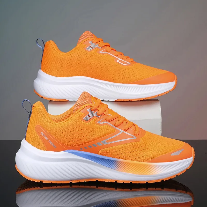 Men Breathable Running Shoes Women Orange Color Size 36-45 Ultra Light Walking Shoes Training Fitness Jogging Shoes