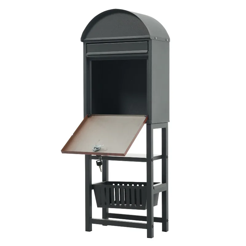Fixed Standing Mailbox with Basket with Key Nordic Style Detached Residential Newspaper Rack Premium