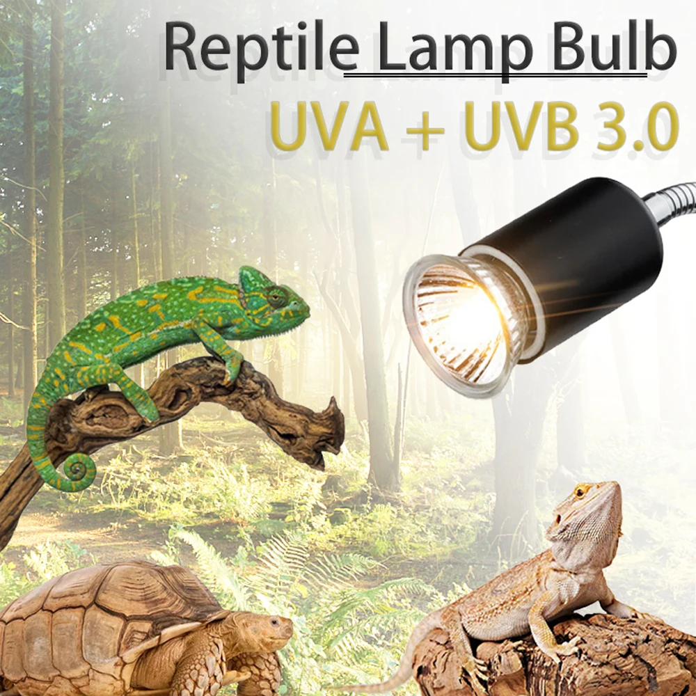 25/50/75W UVA+UVB 3.0 Reptile Lamp Bulb Turtle Basking UV Light Bulbs Heating Lamp Amphibians Lizards Temperature Controller