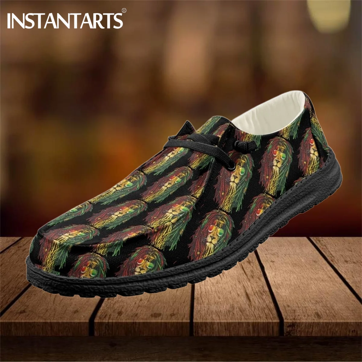 INSTANTARTS винтажные Дизайнерские мужские повседневные кроссовки с рисунком флага Jamacia женские легкие кроссовки на плоской подошве со шнуровкой