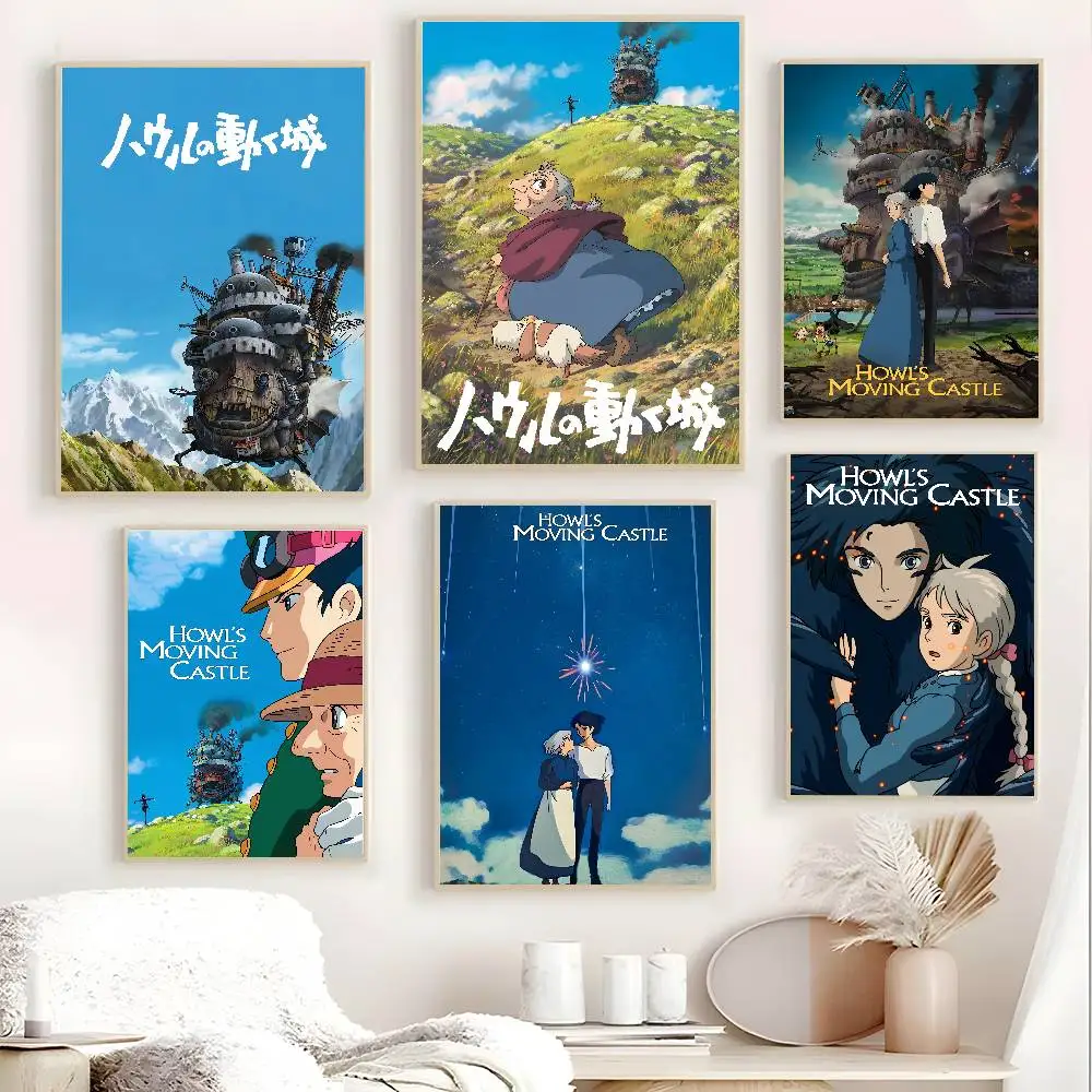H-Howls تتحرك القلعة الكلاسيكية أنيمي الفيلم المشارك اللوحة ملصقات النوم غرفة المعيشة جدار الديكور هدية المنزل الفن الجمالي #2