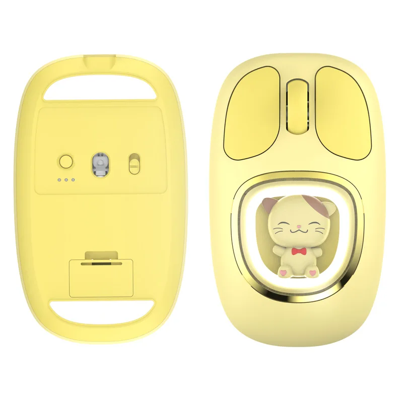 Wireless 2.4G Bluetooth Dual-mode Mouse Connect Multiple Devices Recahrgeable Cute Doll Design Light Weight Portable For Office