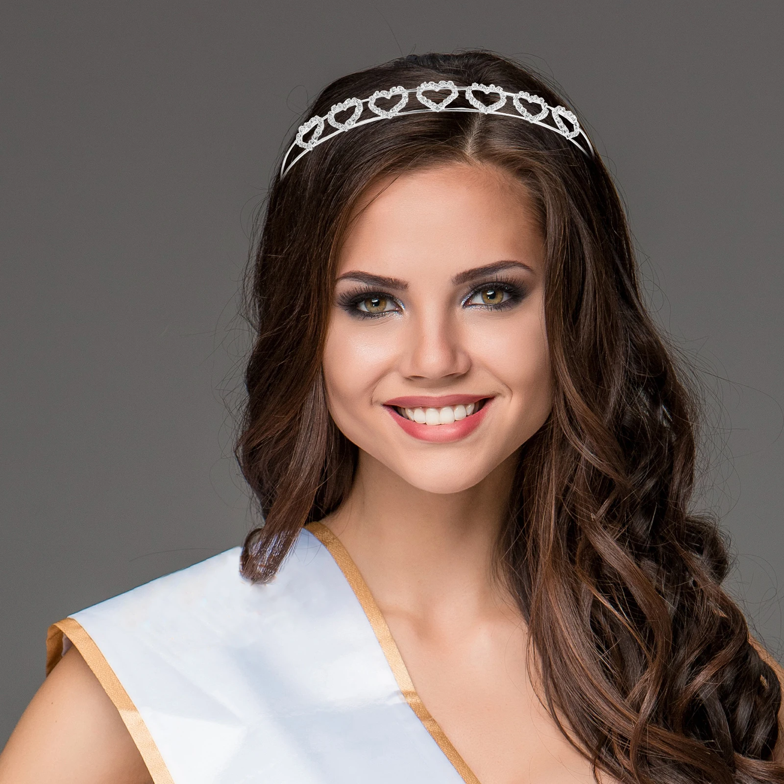 

Rhinestone Heart Headband Sparkling Hearts Design Lightweight Hair Accessories Women Parties Weddings Valentine Photo Prop