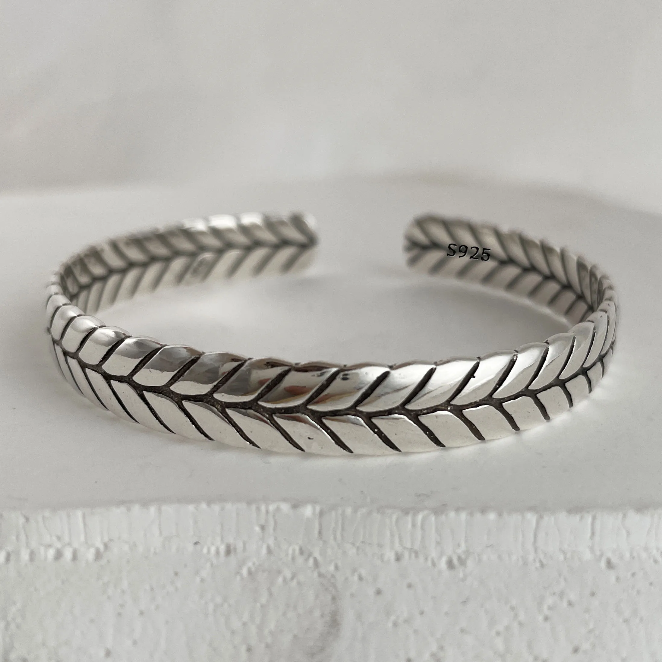 925 Sterling Silver Bracelets for Women String of Retro Leaf Accessories Trend Vintage Simple Cute Bear Pendant Party Jewelry