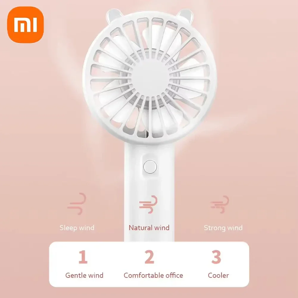 Xiaomi المحمولة مروحة يدوية صغيرة USB مروحة قابلة للشحن سطح المكتب التبريد مروحة صامتة صغيرة الكبار الأطفال في الهواء الطلق عنبر السفر