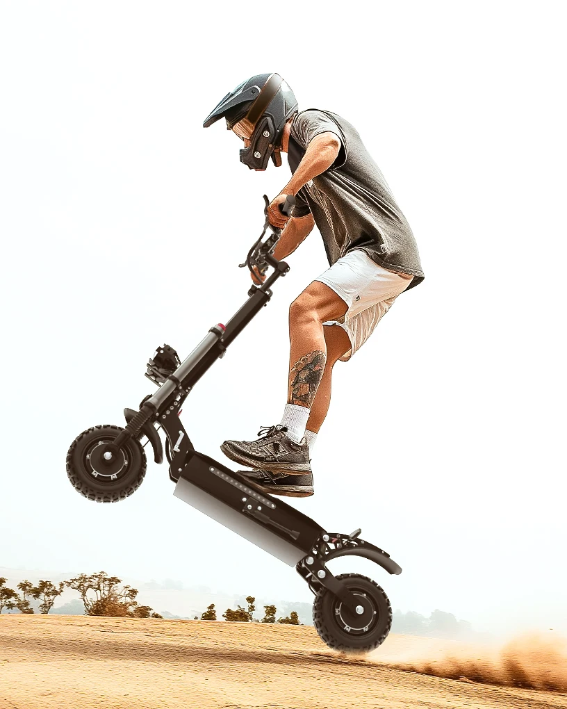

In Stock USA 5600W-60V-33AH Dual Motor Adult Fast Electric Scooter Speed 100km/h Range 60km 11" tyre Foldable Electric Scooter