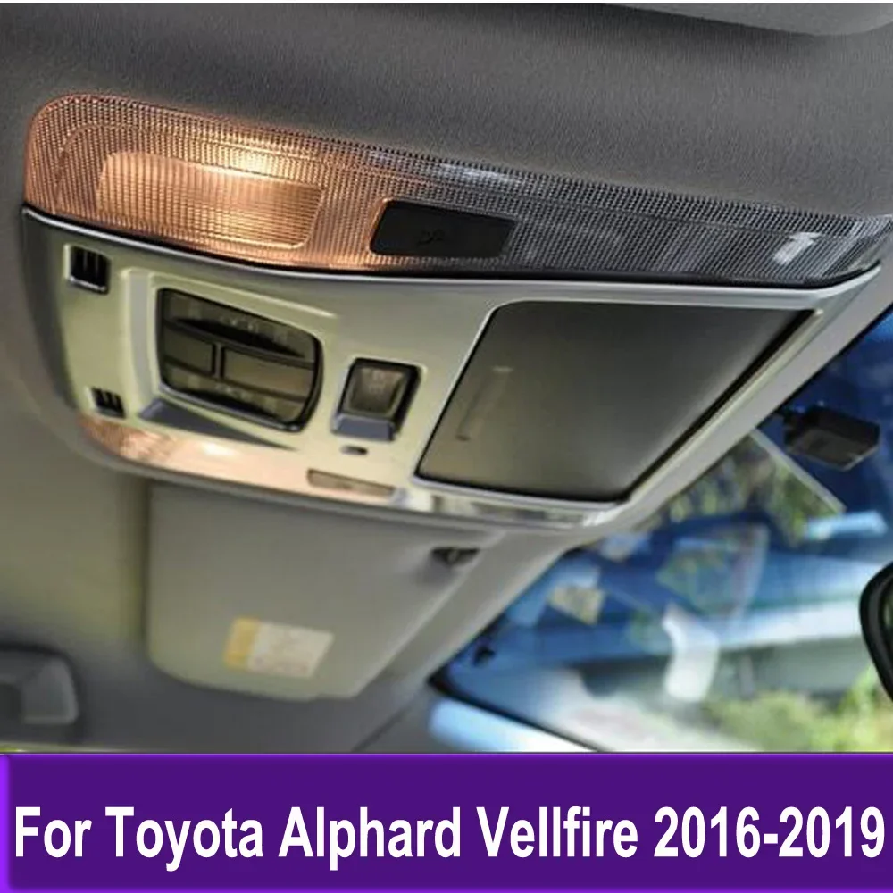 

For Toyota Alphard Vellfire 2016 2017 2018 2019 Car Accessories Inner Front Roof Reading light lamp Trim Cover Sticker Styling