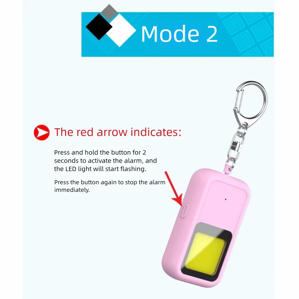130 DB Safe Sound Personal Alarm Low Battery Notice 2 Modes Alarm Personal Security Alarm with Hanging Hook Portable