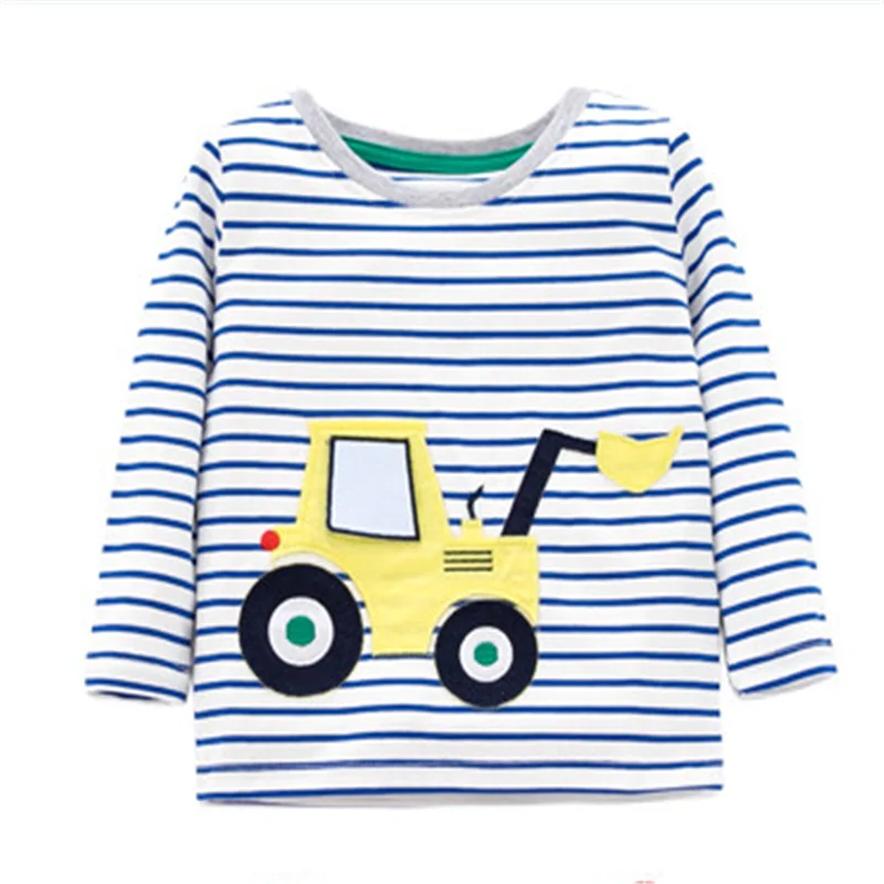 

Jumping Meters New Arrival Diggers Embroidery Autumn Spring Boys Girls T Shirts Children's Long Sleeve Kids Clothing Boys Tops