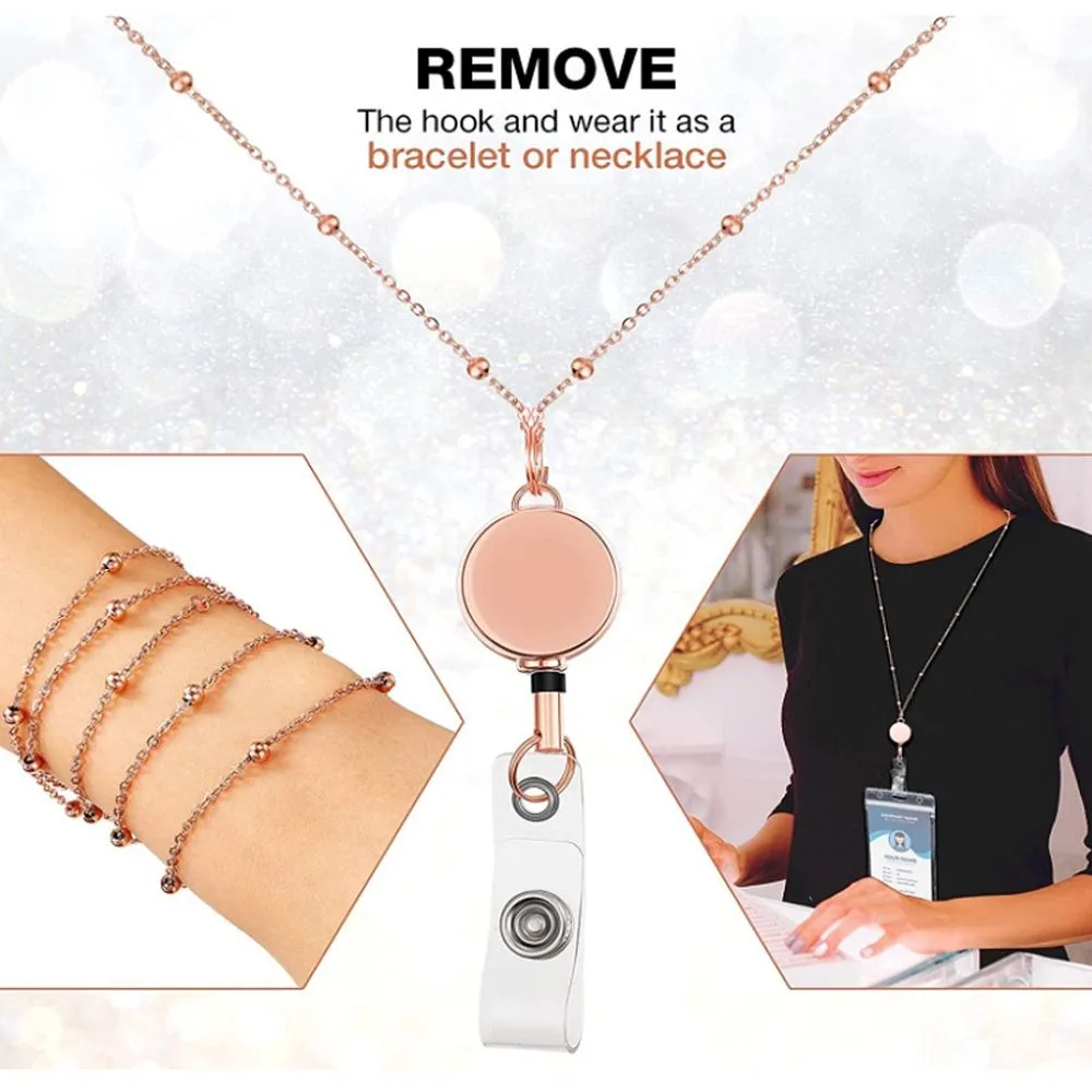 

Канцелярские товары из нержавеющей стали с держателями для удостоверений личности, выдвижная катушка для бейджа, ремешок, сделай сам, ремешок из бисера, держатель для бейджа, ожерелье