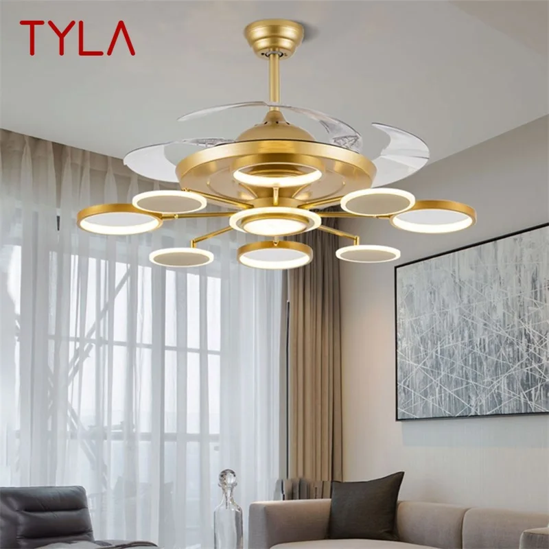 

TYLA Ceiling Fan Lights Lamps Remote Control Without Blade Modern Gold LED For Home Dining Room Restaurant