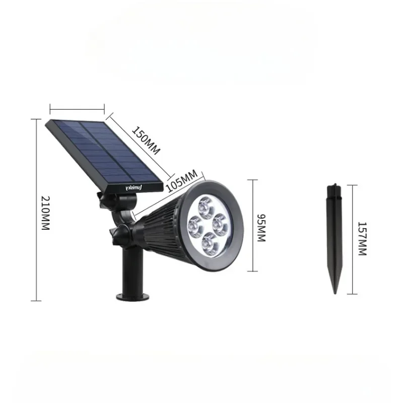 Уличные солнечные прожекторы с заземлением, газонная лампа, светодиодная 4 лампы, IP65, водонепроницаемая садовая каменная декоративная лампа, светильник с расширяющимся деревом