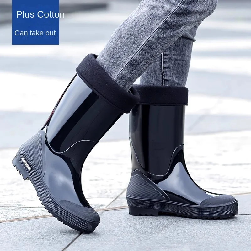 New， rain boots， men\'s rain ，boots waterproof 2024 new mid-tube kitchen car wash waterproof fishing anti-slip men\'s rubber shoes