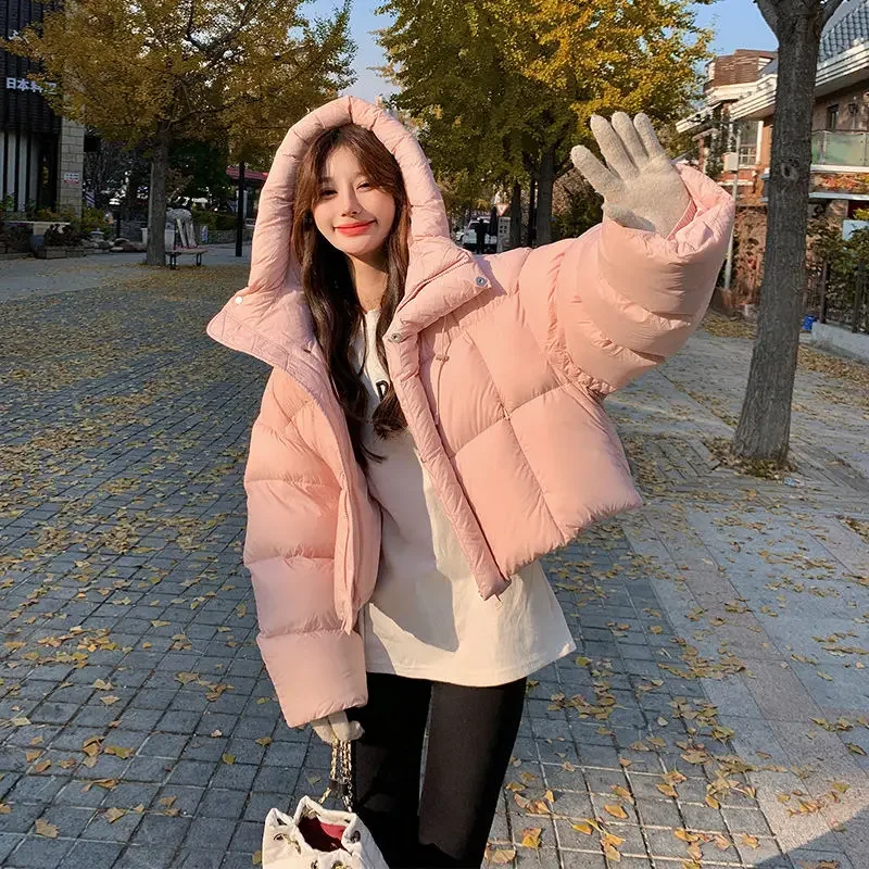 

Jacket Thickened Cotton Coat Jacket Short Down Cotton Jacket Women's Winter New Style Hooded Loose Korean Version Cotton