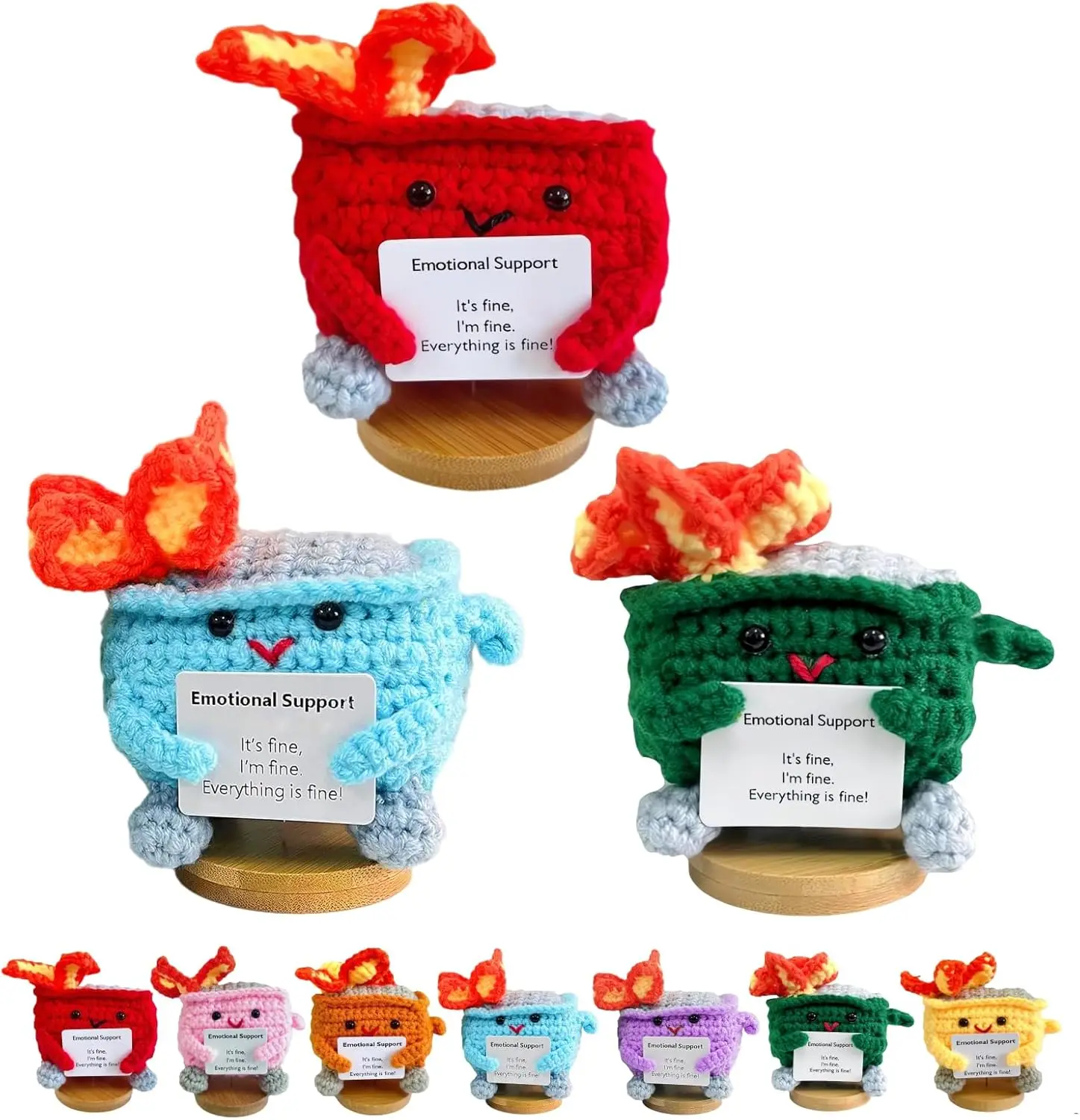 Cute Emotional Support Crochet Dumpster Fire Home Room Decor Funny Dumpster Handmade Knitting Doll Toy Ornament Christmas Gift