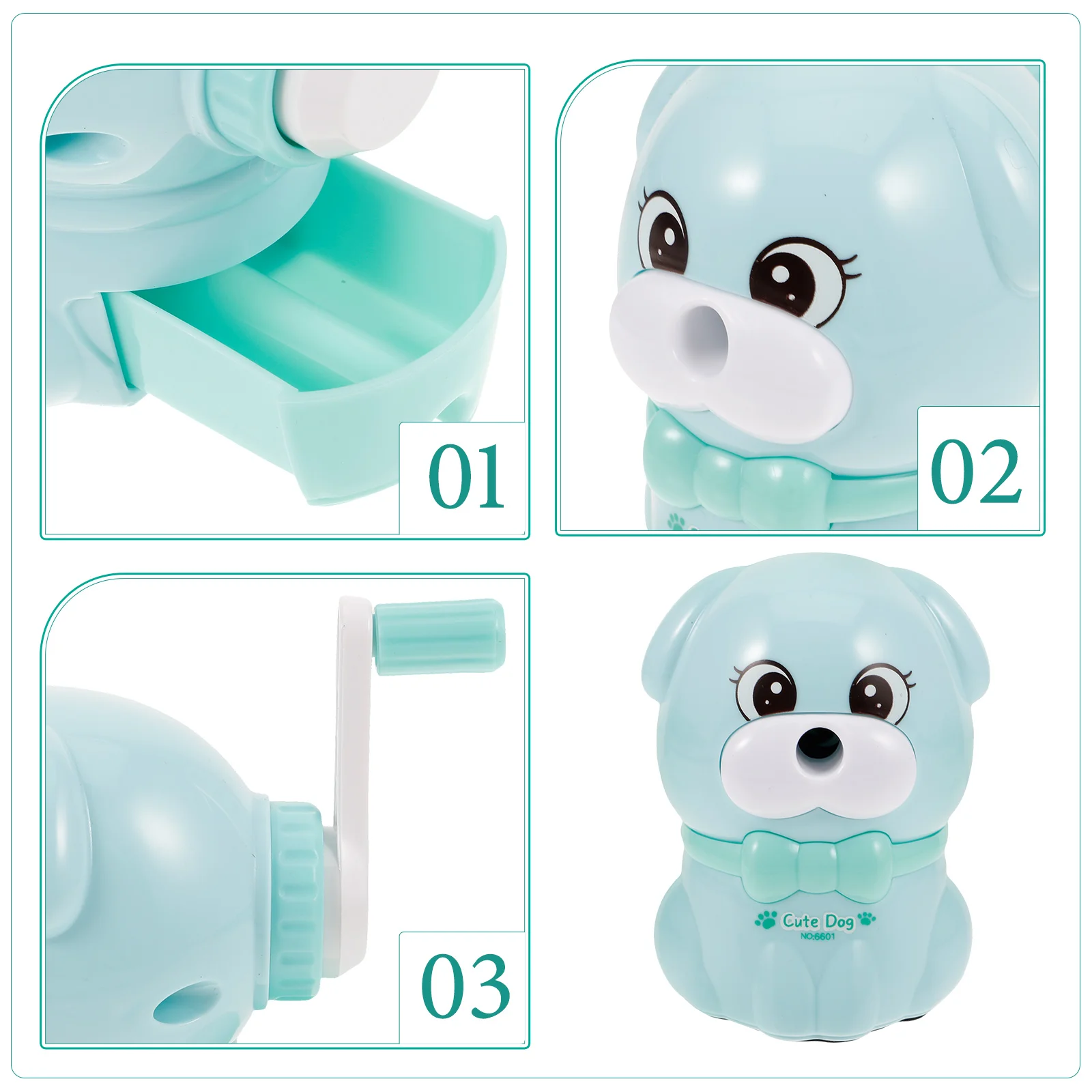 

Puppy Pencil Sharpener Adorable Dog Manual Kids Compact Portable Alloy Sharpeners Small Tray Non Slip Base Easy Empty Student