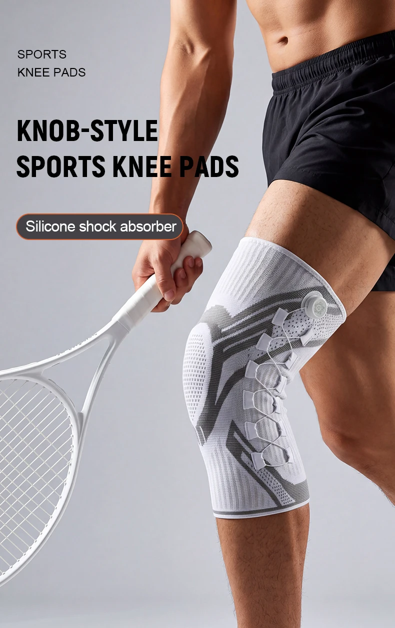1 Stück verstellbare Kniebandage, Kompressions-Kniebandage mit Federunterstützung und Silikonpolster für Sport – Detail 1