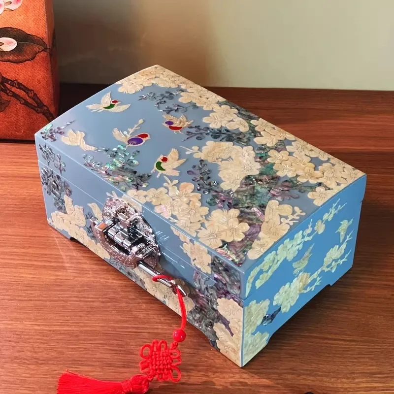 

Лаковая шкатулка для драгоценностей Изысканная шкатулка для хранения ювелирных изделий из натуральной ракушки Ожерелье Футляр для колец Дисплей для сережек Роскошный свадебный подарок ручной работы