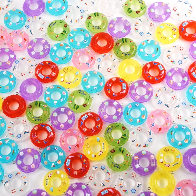 5/10/20 Pcs Randomly Mixed With Various Colored Swimming Rings Made Of Acrylic Material DIY Jewelry Charm Necklaces Accessories