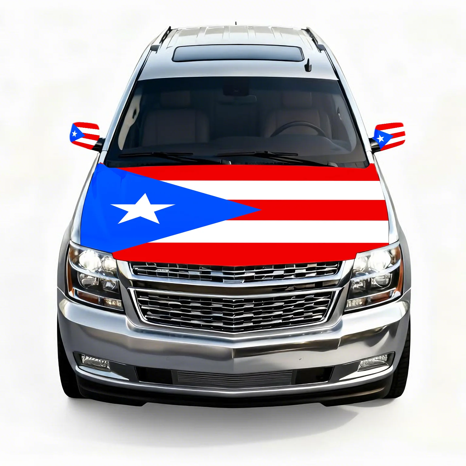 

Чехлы для капота и боковых зеркал автомобиля с флагом Пуэрто-Рико, из спандекса, яркие цвета, патриотические автомобильные аксессуары для легковых автомобилей, грузовиков и внедорожников