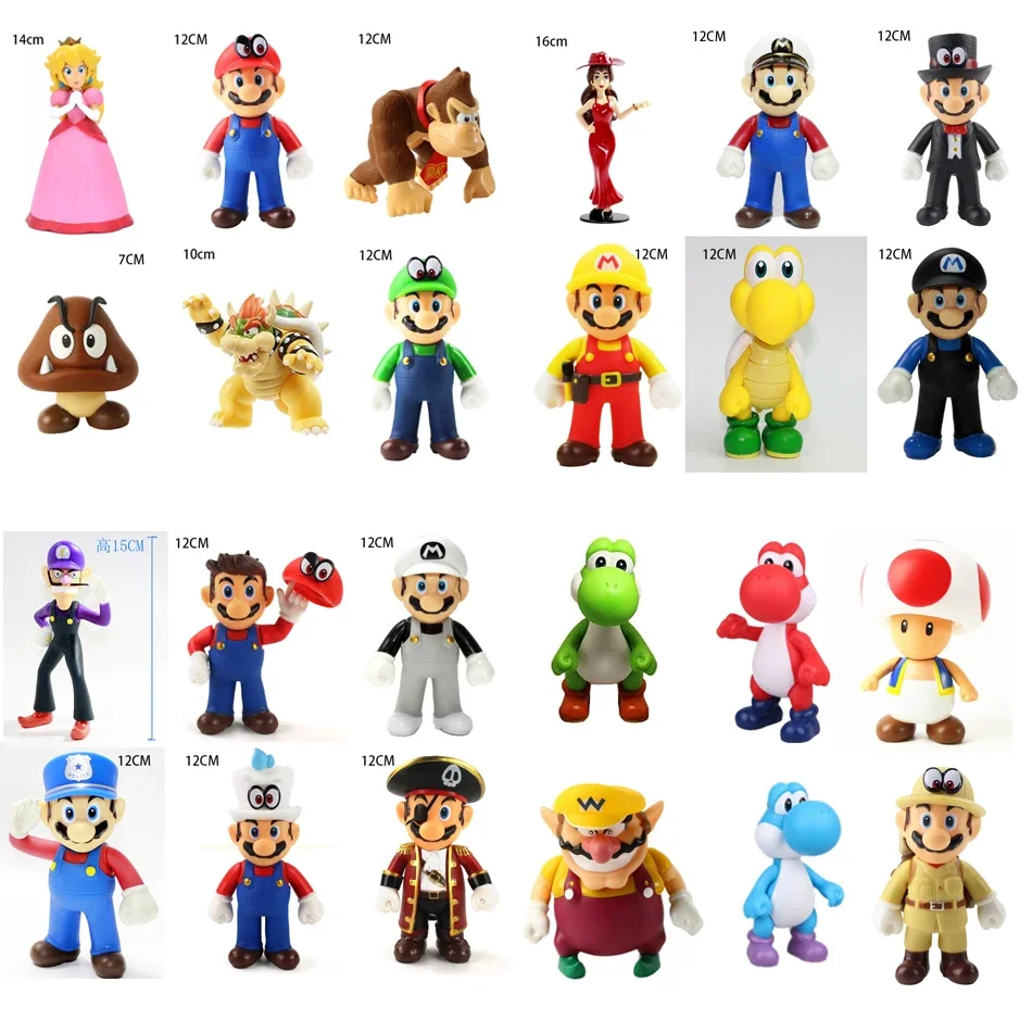 

Game Super Mario Bros Cartoon Dolls Model Anime Figures Luigi Yoshi Mario Creative Collectible Model Toys for kids Birthday Gift
