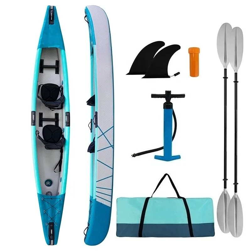 Drop Stitch Kayak Inflatable Canoe 2 Person 3 Person Tandem Sit on Sport Fishing Inflatable Kayak for Sale