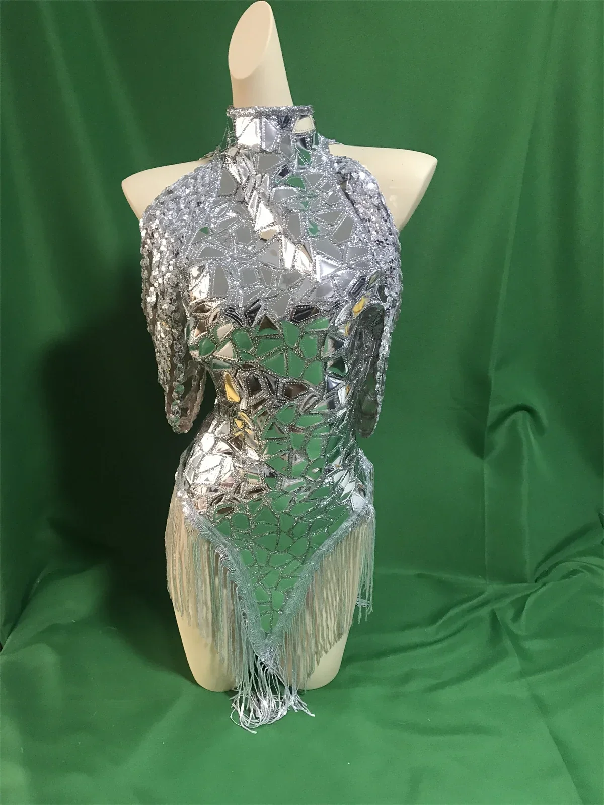 

Black Night Out Stage Wear Drag Queen Outfit 2022 Sparkly Shinning Sequins Bodysuit Women Dancer Gogo DJ Nightclub Party Tassel