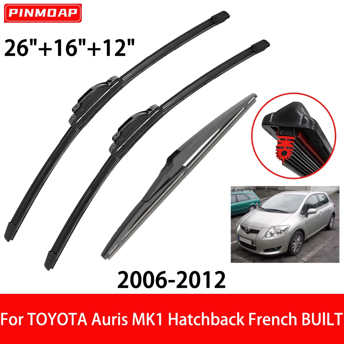 1/2/3/4/6PCS 11-lagiges Gummistreifen-Auto-Wischerblatt ist geeignet für Toyota Auris MK1 Fließheck Französisch gebaut 2006–2012 Wischer