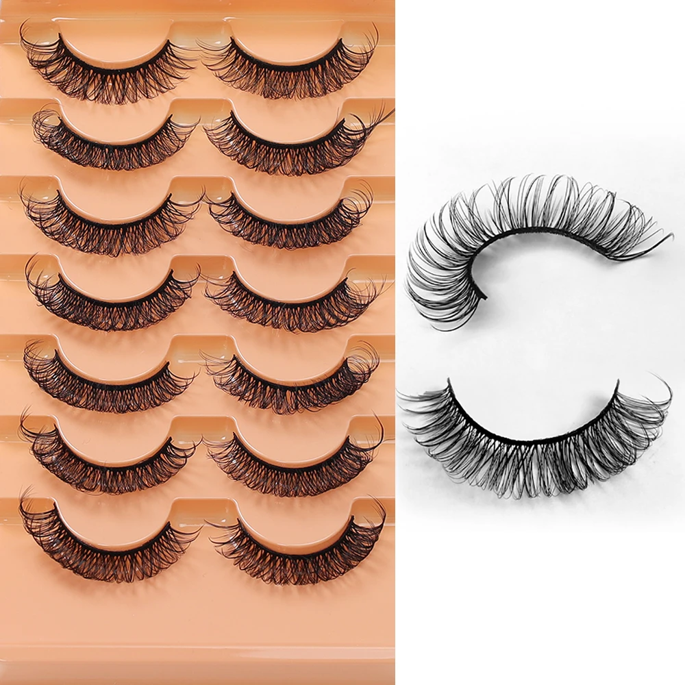 7ペア3D立体ロシアンカールDDラージカーブつけまつげナチュラル増量カール化繊まつげ