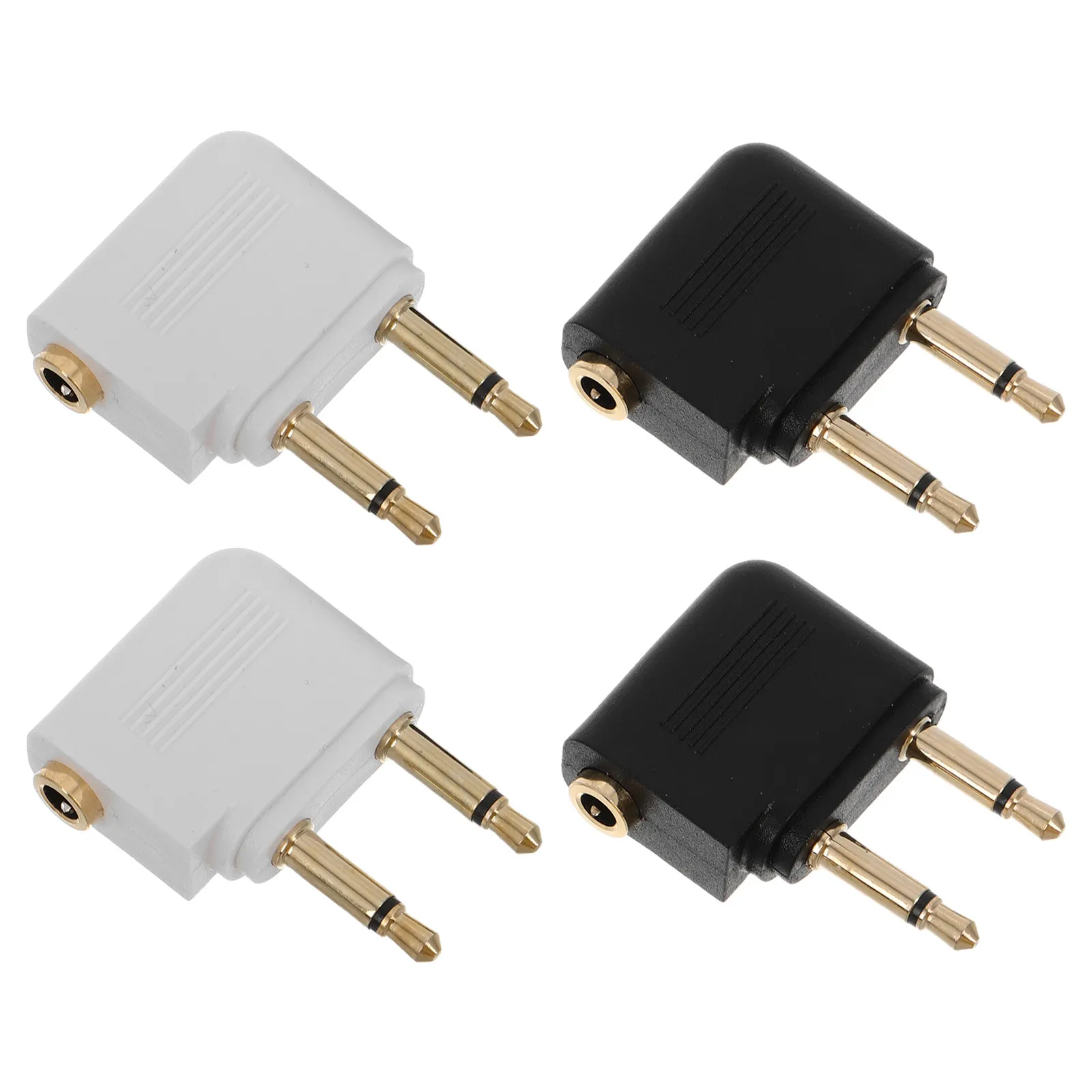 4Pcs Airplane Audio Jack Adapter Dual Prong Gold Plated Flight Headphone Converter Airline Travel Adapter for Enhanced Sound