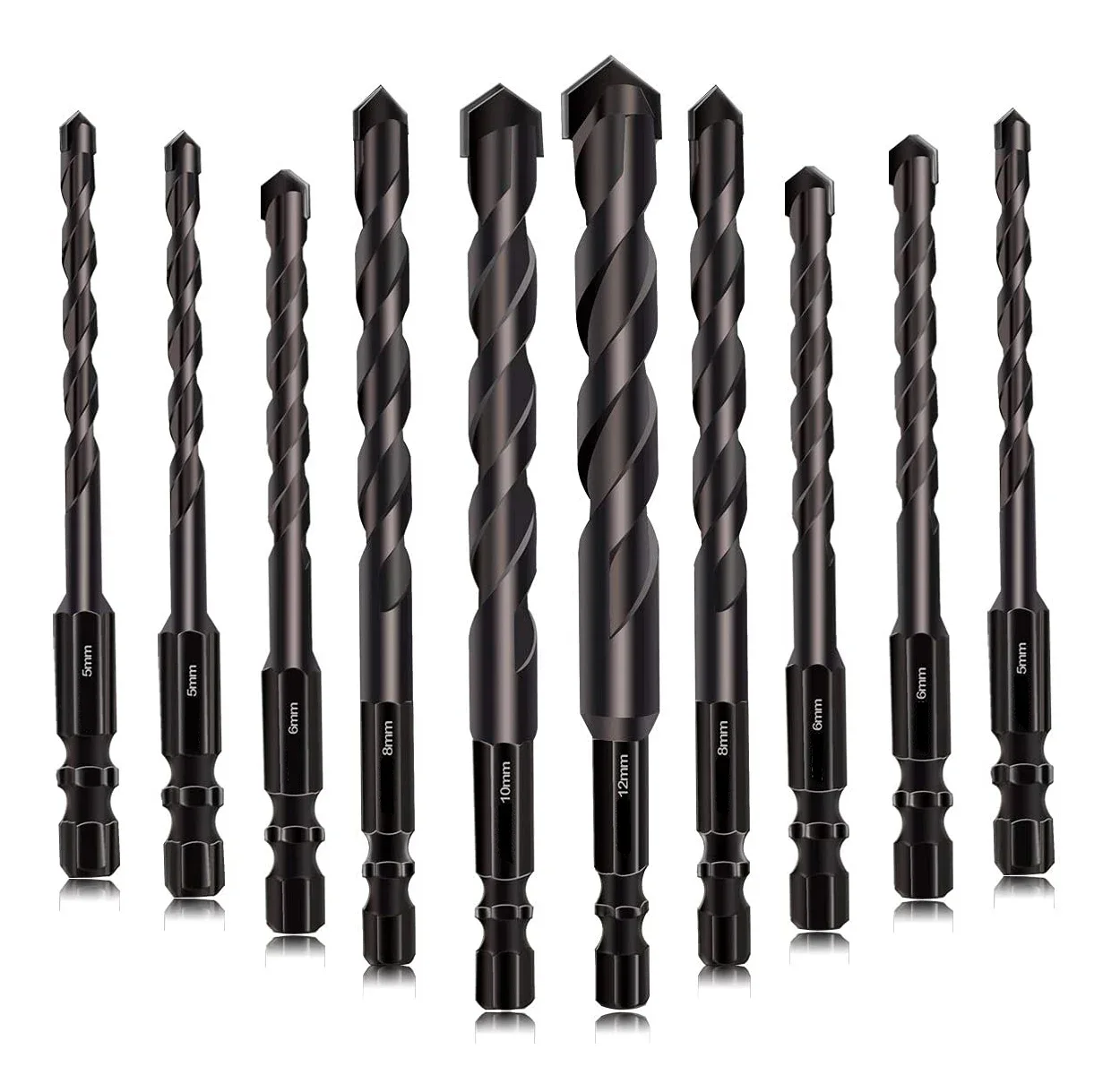 

Black Masonry Drill Bits Concrete Drill Bit Ceramic Tile Drill Bit Set Tungsten Carbide Tipped for Concrete Brick Glass Wood