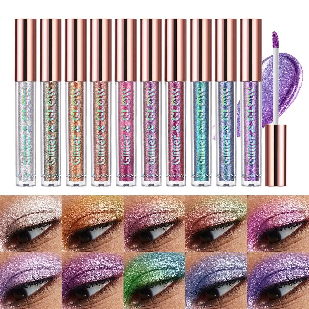 10 Colors Glitter Liquid Eyeshadow Long Lasting Cosmetic Diamond Pearlescent Eye Shadow Gradient Colorful DIY Festival Decor