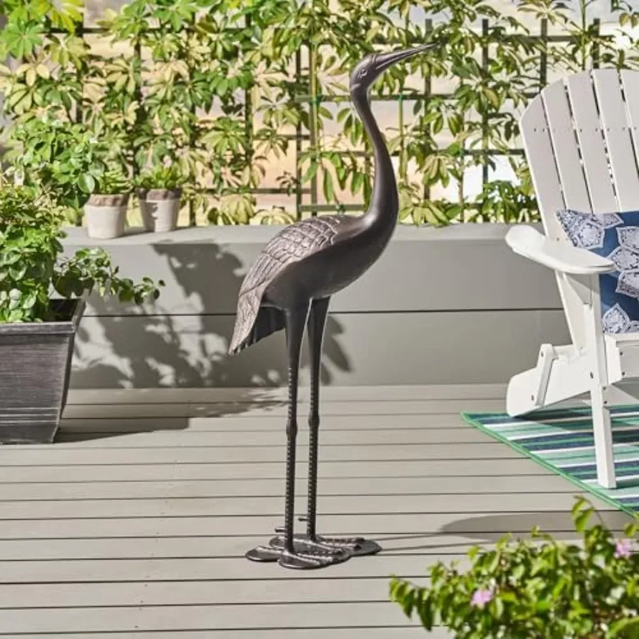 Garden Crane Statue, 43-Inch Aluminum Crane for Yard Garden, Rust-Proof Outdoor Sculpture, Metal Yard Art, Lawn Patio Decor, No