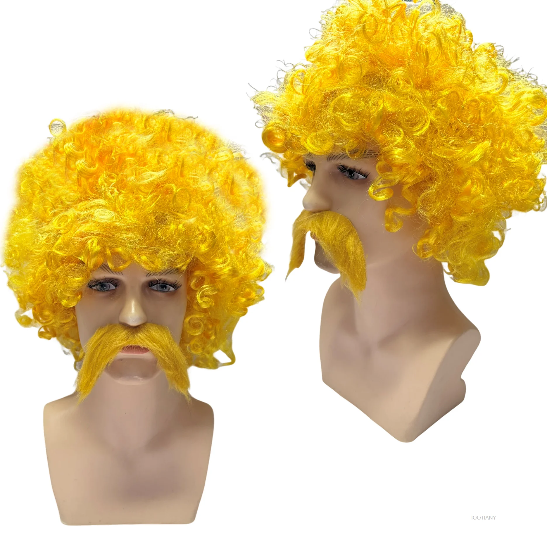 

Afro Wig Fan Costume Props For Adult Halloween Carnival Party Cosplay Hip-hop Clown Wig Beard Accessories Stage Performance Set