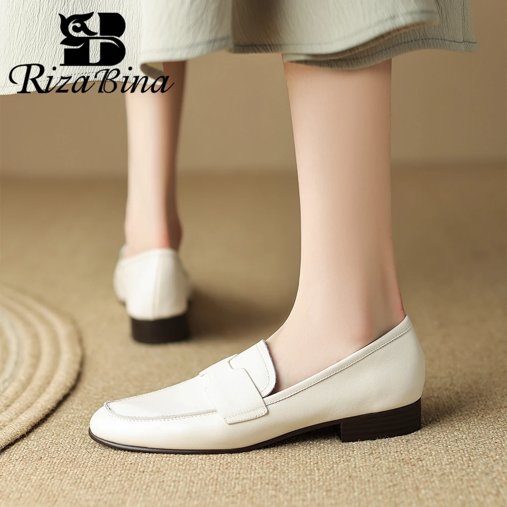 

RIZABINA Size 34-40 Women Flat Shoes Sexy Ponited Toe Slip-On Pumps Female Fashion Mixed Color Spring Casual Footwear Handmade