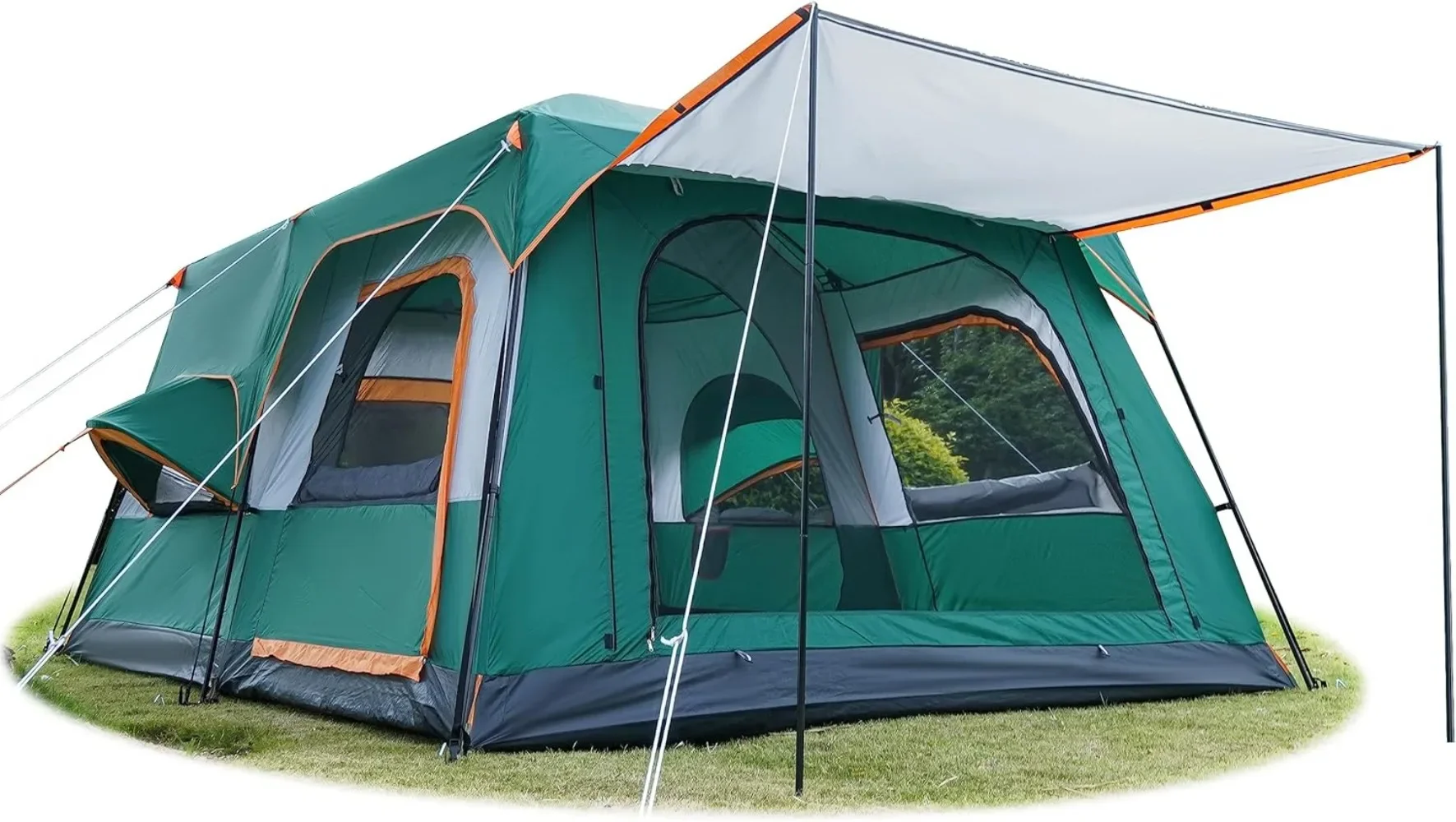 

KTT Extra Large Tent 10-12 Person(B),Family Cabin Tents,2 Rooms,Straight Wall,3 Doors and 3 Windows with Mesh,Waterproof