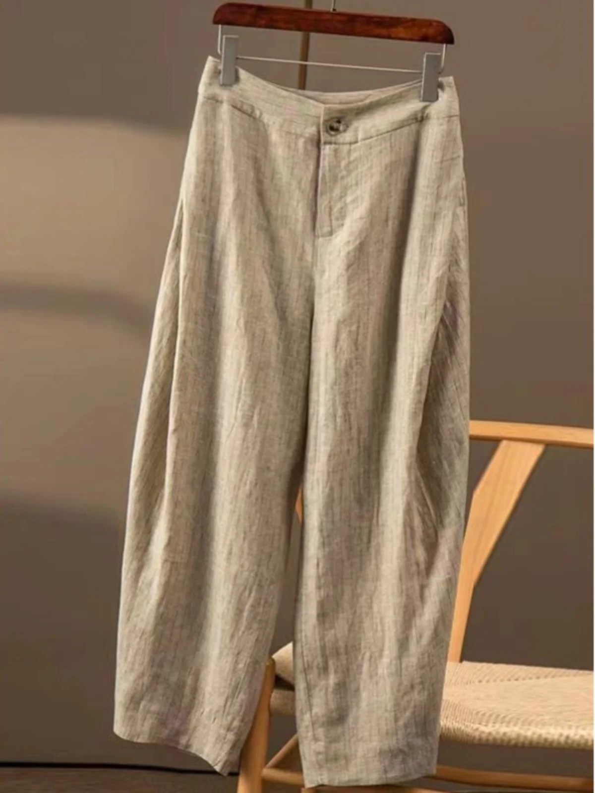

High Waist Cotton Linen Harem Pants Women's Vintage Thin Casual Linen Nine Points Pants Comfortable Slimming Trousers
