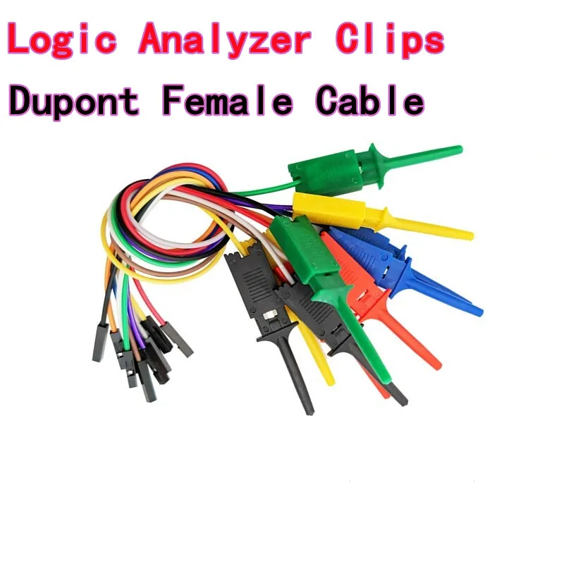 5PCS SMD Test Hooks, Logic Analyzer Clips, Reinforced Soldered, 5 Pcs with 20cm Dupont Female Cables