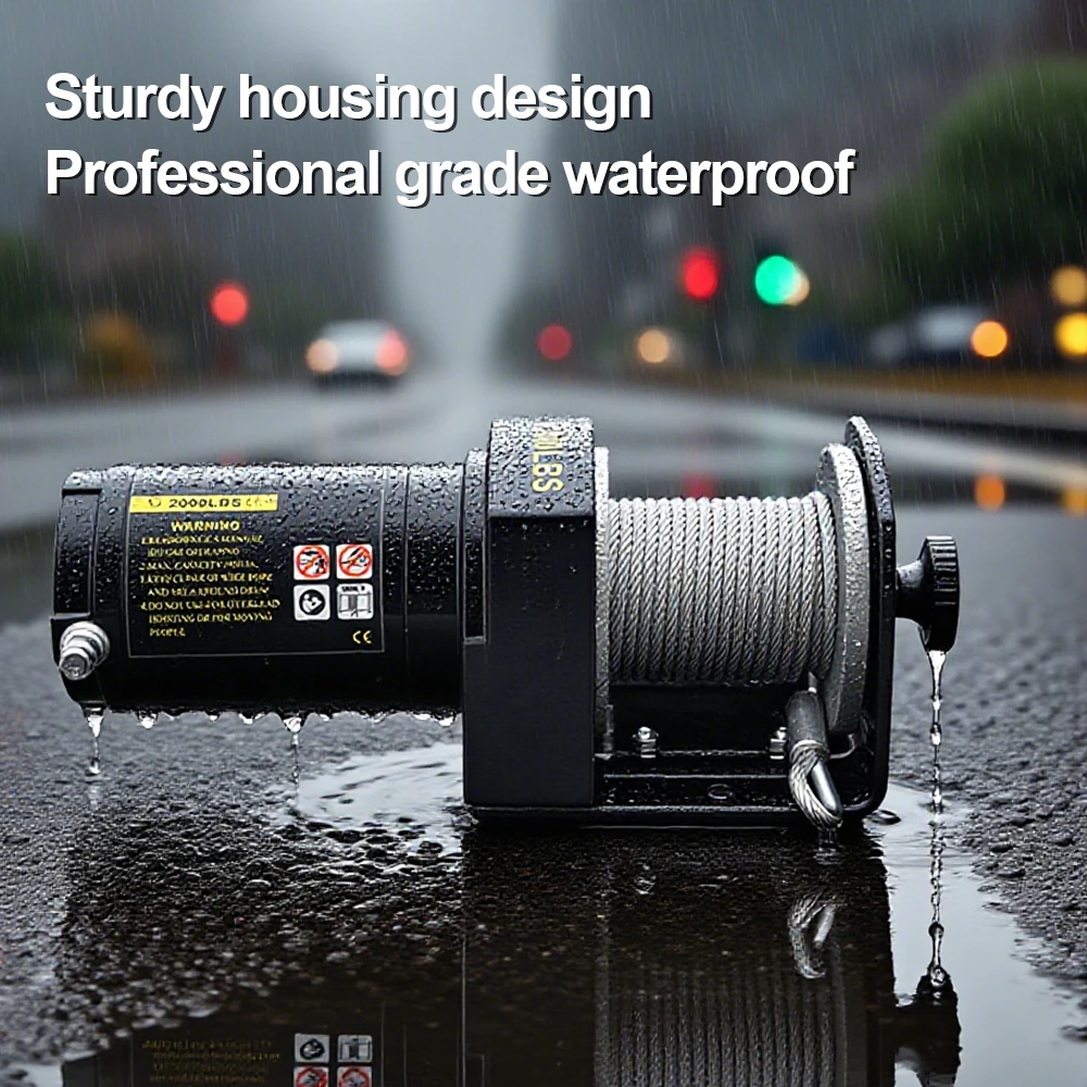 12 فولت/24 فولت 2000lb ونش كهربائي صغير شاطئ عربات التي تجرها الدواب ونش يده تيار مستمر ونش المحمولة سلك حبل ونش مع جهاز التحكم عن بعد اللاسلكي