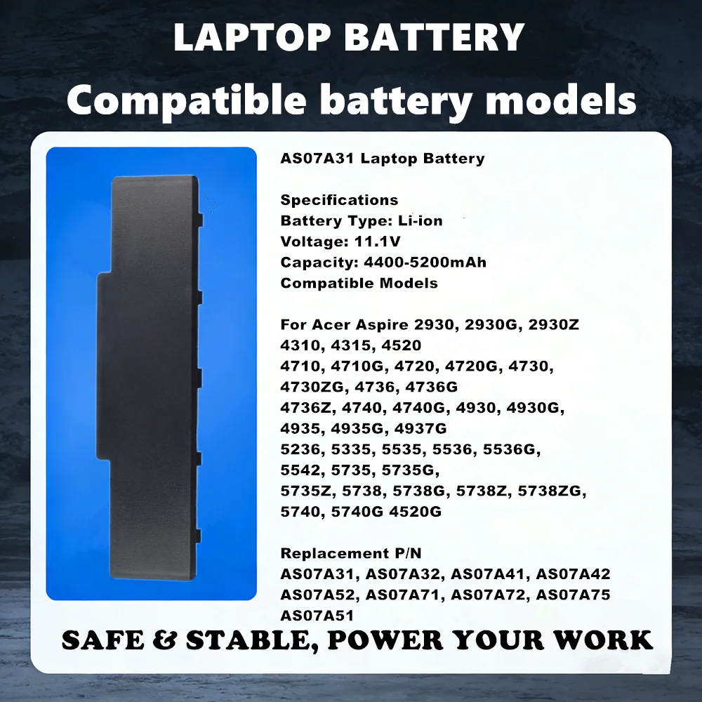 AS07A31 노트북 배터리 ACER Aspire 5735 5735Z 5735Z 5737Z 5738 5738G 5738Z 5738ZG 5740 5740DG 5740G 5740G