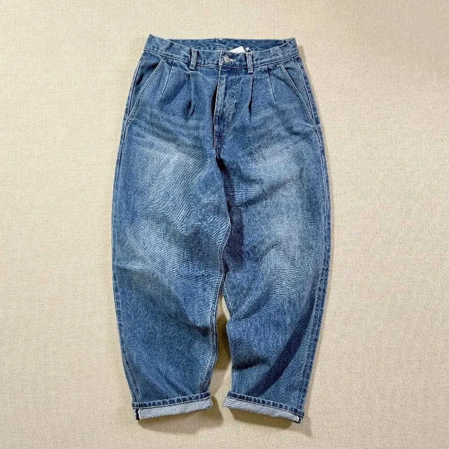 

Graphpapes * Selvage Denim Two Tuck Tapered Pants Washed Old Jeans