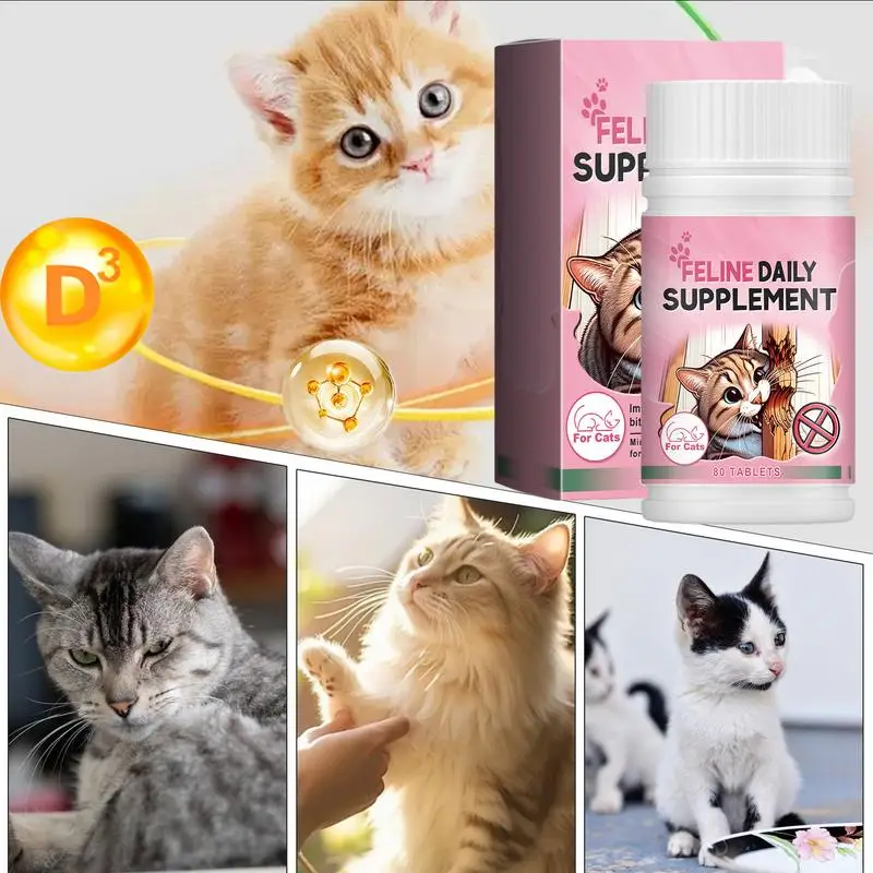 Gatos e gatinhos Balanced Diet Supplement, Nutrientes para gatos mais velhos se recuperando, 80pcs