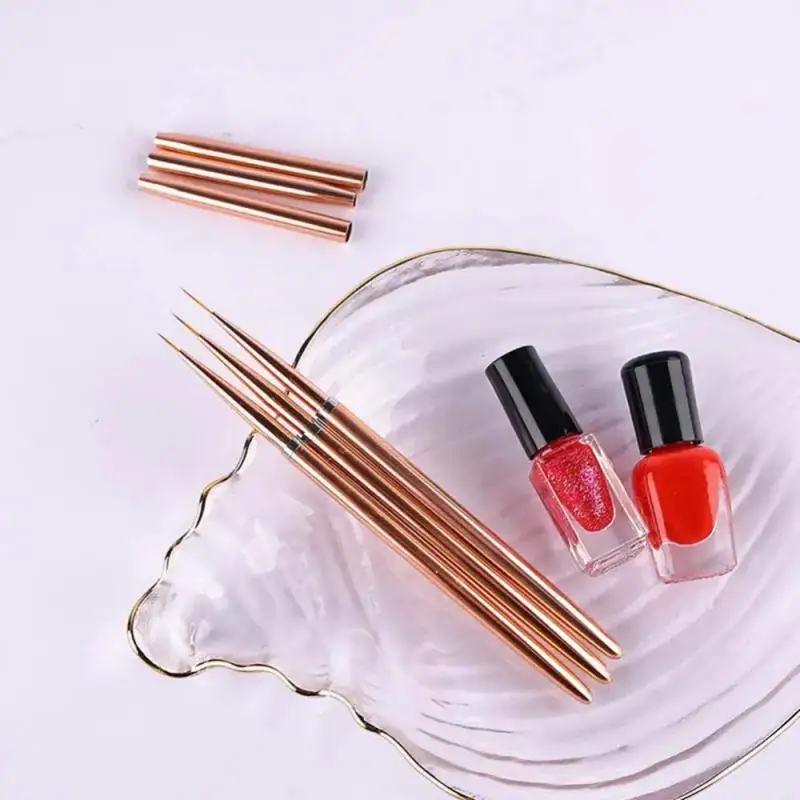 Acrylic French Stripe Nail Art Liner Brush 3D Tips Manicuring Ultra-thin Line Drawing Pen UV Gel Brushes Painting Tools