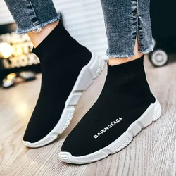 Men's High Top Sock Shoes Leisure Knitting Lightweight Women's Sneakers Comfortable Breathable Sport Shoes Couple Style Sneakers