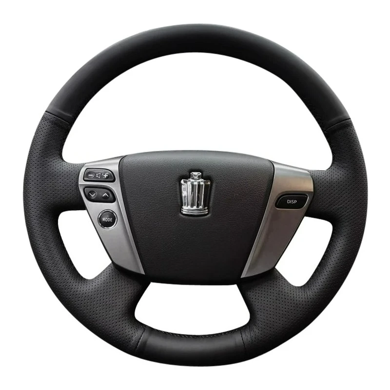 

For Toyota Crown S200 Alphard 2nd Gen AH20 2008–2015 Hand Stitched renovation Non-slip black leather Car Steering Wheel Cover