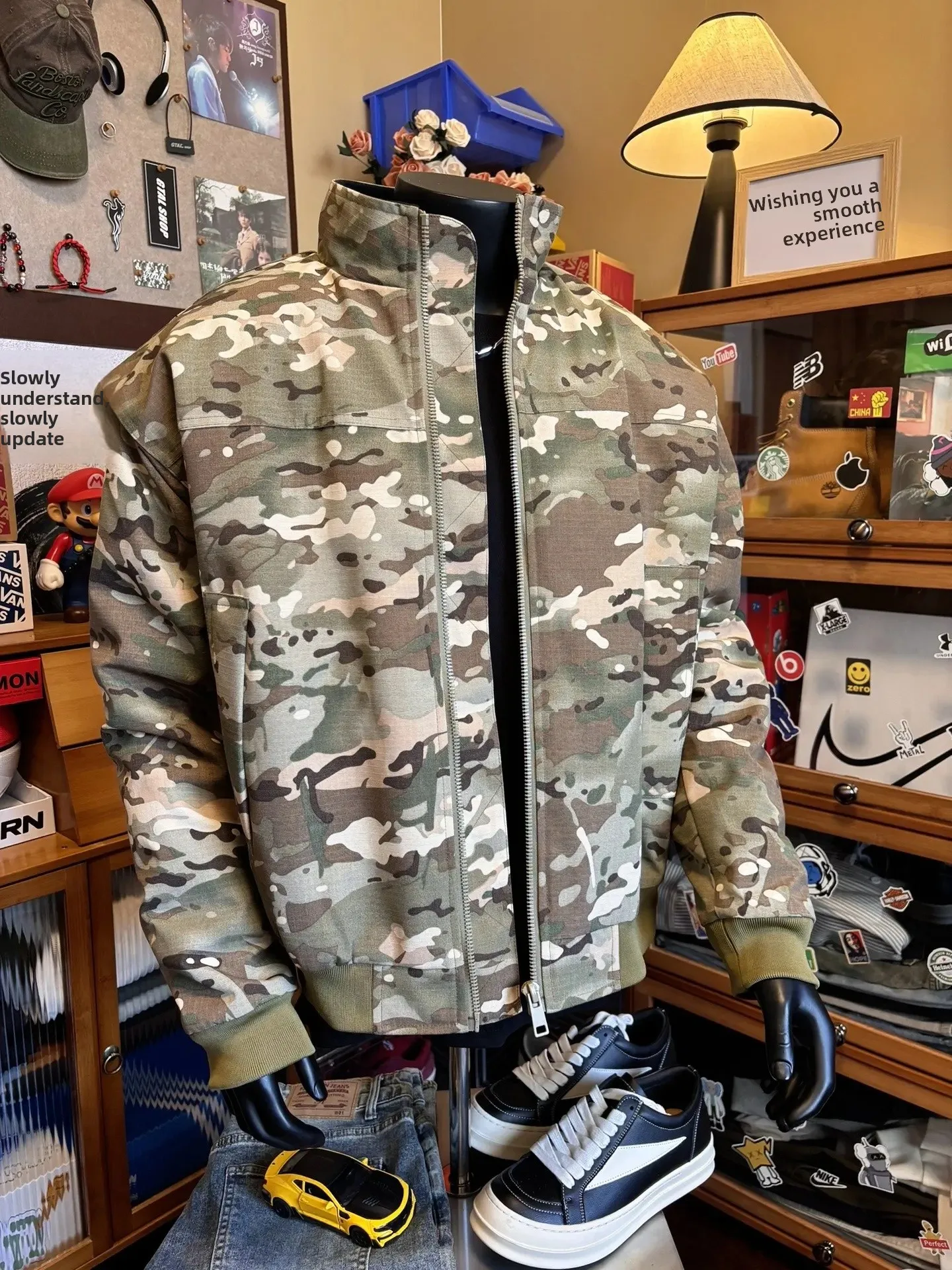 

American Sle Baseball Collar Tee-Proof Flight Jaet Men's ort Workwear Fce-Lined Outerwear for Autumn And Spring