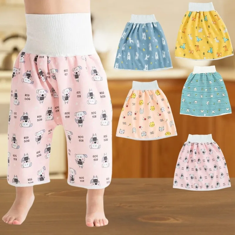 Baby Waterproof Diaper Pants Skirt for Potty Training Baby Comfy Diaper Short for Boys and Girls Sleeping Bedclothes