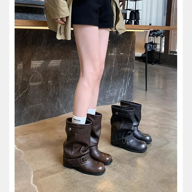 

Women's Boots 2025 Women's Autumn and Winter Thick Bottom Stacked Boots Western Genuine Leather Short Boots Women