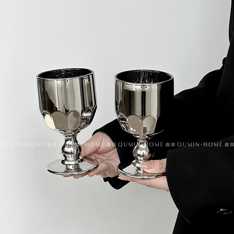 Qumin niche design laser half rhombus ball glass bar metal premium wine glass wine glass